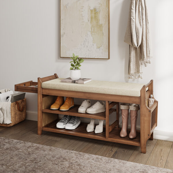 Octavia Wood Shoe Bench - Hình ảnh 5