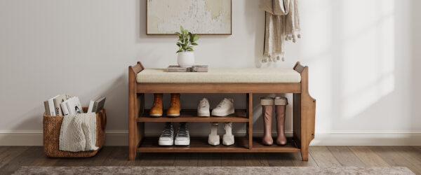 Octavia Wood Shoe Bench - Hình ảnh 3