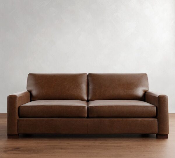 Turner Square Arm Leather Sleeper Sofa